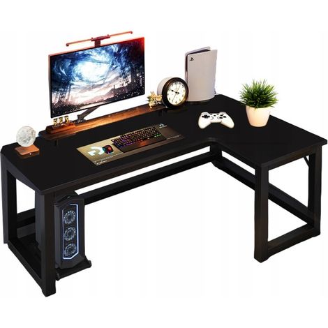 Großer moderner schwarzer Loft-Eck-Gaming-Computertisch 140 cm (1/5)