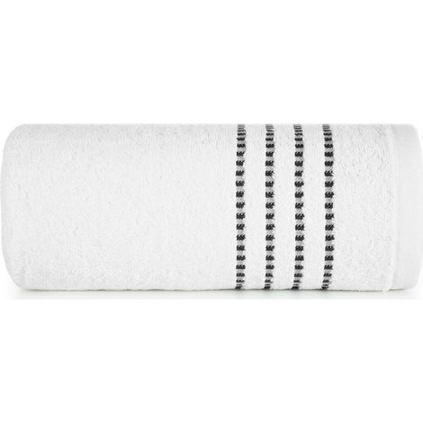 50x90 Fiore-Handtuch, weiß, 500 g/m², Frottee, mit einer Bordüre in Form dünner Streifen verziert