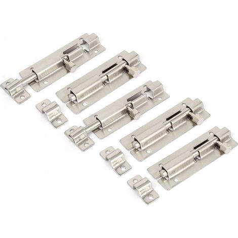 Bolt De Serrure Pour Porte - 3 Pouces - Acier Inoxydable - Pour Porte Coulissante Patio Fenêtre Tiroir Armoire - Lot De 5 (1/5)