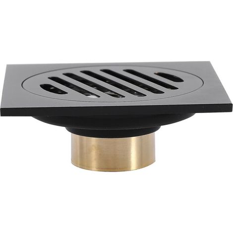 Bonde de douche carrée de 10 cm avec grille amovible, joint en laiton anti-obstruction et anti-odeurs. (1/5)