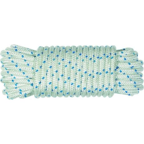 Cuerda Trenzada  06Mm Nylon Blanco/Azul Tipo Driza Hyc 20 Mt (1/4)