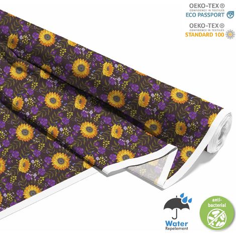 TESSUTI DECORATIVI PER ESTERNI OXFORD - Motivo girasoli e fiori viola I DX556 (1/5)