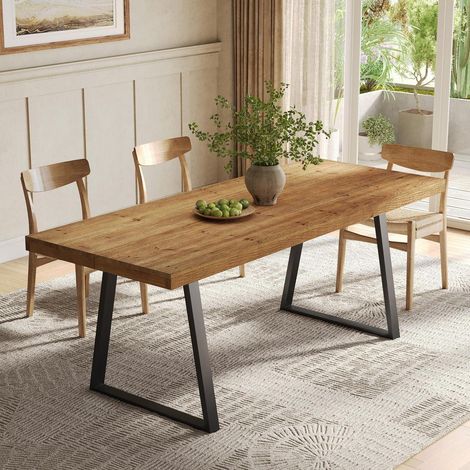 Industrieller Esstisch 160cm Massivholz mit Metallbeinen für 4-6 Personen, rustikales Braun (1/5)
