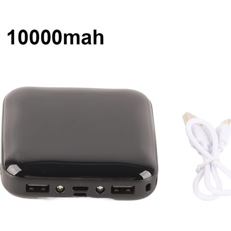 Lampe LED portable avec écran numérique, miroir de poche, batterie externe mini haute capacité 10000mAh câble inclus noir (1/5)