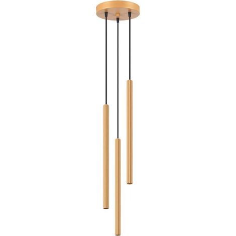 Dreifache Hängelampe, geriffeltes Goldrohr, ARCHE 3xG9 8W SL.1342 Sollux Lighting (1/5)