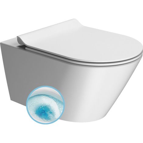 Cuvette de toilettes suspendue KUBE X, GeniusFlush, 36x55cm, blanc double mat (1/3)