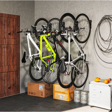 Supporto da parete verticale per bici, set da 4, pieghevole, 30 kg, nero DESVIAE (1/5)