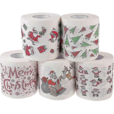 5 rouleaux de serviettes de Noël en papier, essuie-tout de Noël, serviettes de Noël imprimées avec le Père Noël, serviettes de Noël jetables (1/5)