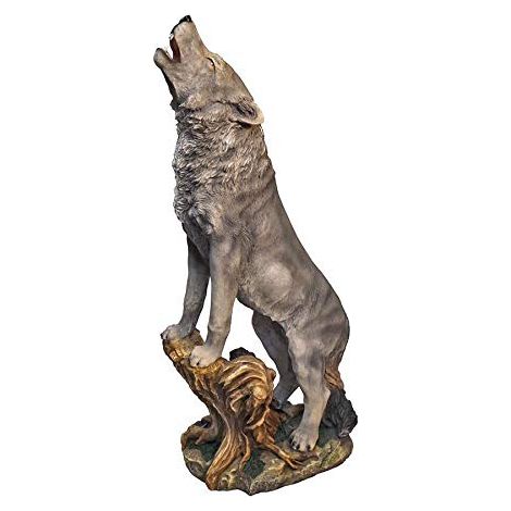 Design Toscano KY7966 Statua da Giardino Lupo Solitario Ululante, 35.5x28x90 cm (1/3)