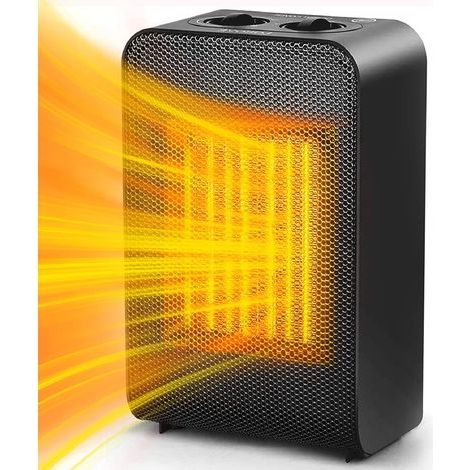 Mini radiateur soufflant à économie d'énergie en céramique avec chauffage rapide de 2 s, protection contre les basculement et la surchauffe, 3 modes, pour salle de bain, bureau, salon (1/5)