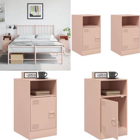 Nachttische 2 Stk. Rosa 34,5x39x62 cm Stahl - Nachttisch - Rosa Nachttisch - Schlafzimmermöbel - Kommode - Wohnzimmer Dekoration - Home & Living (1/5)