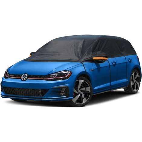 Bâche de Protection Mi-couvrante pour Automobiles, Demi Bâche Voiture Housse de Protection Auto, Extérieur Contre Pluie Soleil Poussière pour Hayon Jusqu'à 450 cm, 2L Noir (1/5)