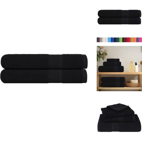 Serviettes de sauna 2 pcs noir 80x200 cm 360 g/m² 100% coton - Serviette De Sauna - Serviettes De Sauna - Serviette - Serviette Avec Boucle De Suspension (1/5)