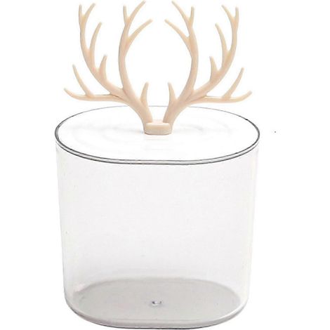 Pot d'apothicaire, disques de coton, fil dentaire, cure-dents gris-Beige