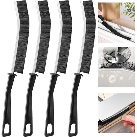 Brosse Nettoyage , 4 Pièces Brosse De Nettoyage des Interstices , Multifonctionnelle Brosse Joint Carrelage , Brosse Salle De Bain , Outils De Nettoyage pour Une Utilisation Ménage (Noir) (1/5)