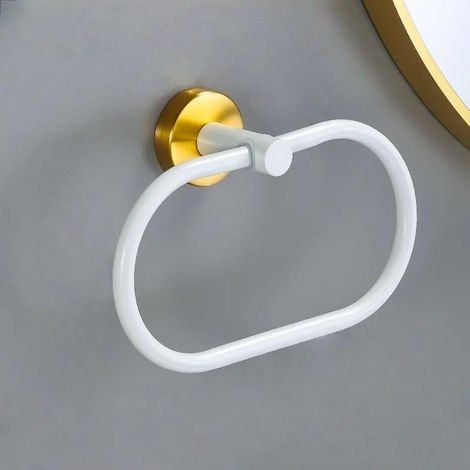 White Gold Bathroom Hardware Set 304 Stainless Steel Towel Bar Towel Ring Toilet Paper Holder Robe Hook Accessories Set,Towel ring (1/3)