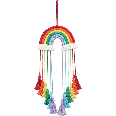 1 tenture murale en macramé arc-en-ciel, décoration bohème, macramé tissé à la main (1/5)
