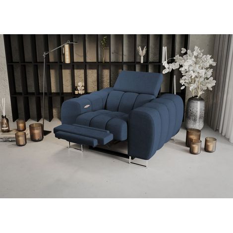 Sessel mit Relaxfunktion BASTIEN RELAX in Stoff Moly Dunkelblau (1/2)