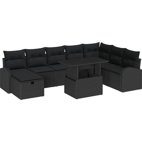 Set Divano da Giardino 9 pz Nero polyrattan vidaXL (1/5)