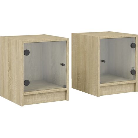 Maison Exclusive - Comodini con Ante in Vetro 2pz Rovere Sonoma 35x37x42 cm