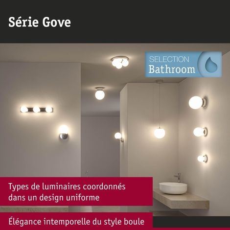 Plafonnier Selection Bathroom Gove IP44 G9 230 V max. 3x20W gradable Chrome, Satin luminaire de salle de bain (1/5)