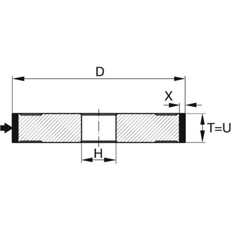 TYROLIT CBN-Teller-Schleifscheibe DxTxH (mm), 100x10x20, Typ: B126, 597490 B126