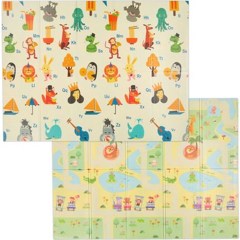 Tapis de jeu, pliable, motifs, sans substances nocives, mousse XPE, 200 x 150 cm, multicolore (1/5)