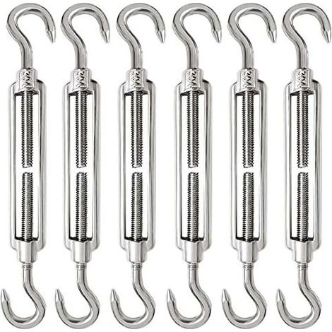 6 Stück verstellbare Kabelspannschlösser aus Edelstahl 304 mit M6-Haken für Stahldraht und -seile - (1/5)