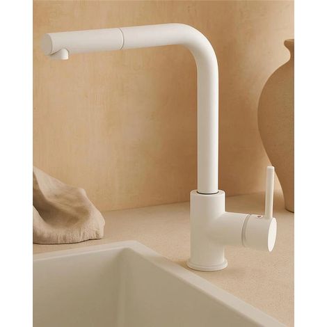 Rubinetto cucina estraibile Linda bianco opaco (1/5)