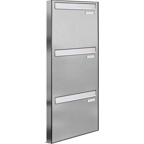3er 1x3 V2A Edelstahl Briefkasten-Anlage Tür- Zaundurchwurf (1/5)