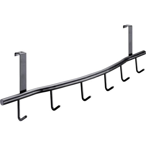 Hettich Türhängegarderobe Stahl 595 x 170 x 90 mm mit 7 Haken schwarz - 1 Stück Aufbewahrungshaken
