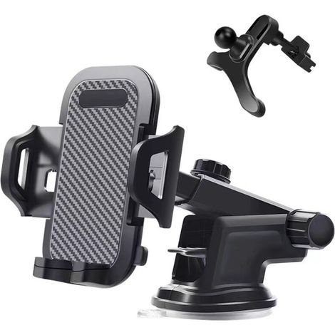 Support de téléphone de voiture rotatif à 360 degrés, ventouse puissante, fixation sur grille d'aération et support de tableau de bord pour véhicule (1/4)