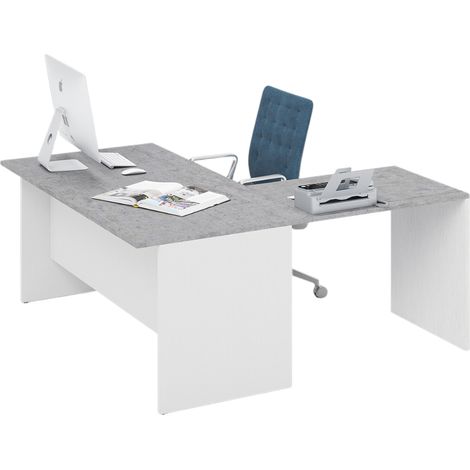 Scrivania da ufficio ad angolo reversibile colore Cemento H74x160x160cm