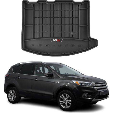 Tapis de Coffre 3D TPE Premium Compatible avec Ford Kuga II 2013-2019 - Bac de Protection de Coffre Intérieur antidérapant Revêtement de Coffre Bords Hauts pour Voiture Noir