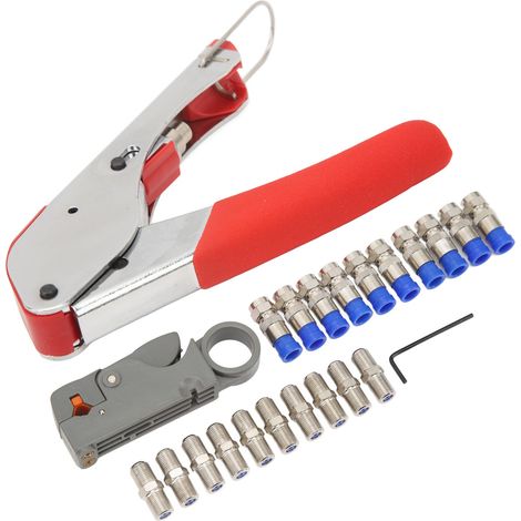 Crimpzange für Koaxialkabel, Abisolierzange mit F-Stecker für RG59 und RG6 (1/5)