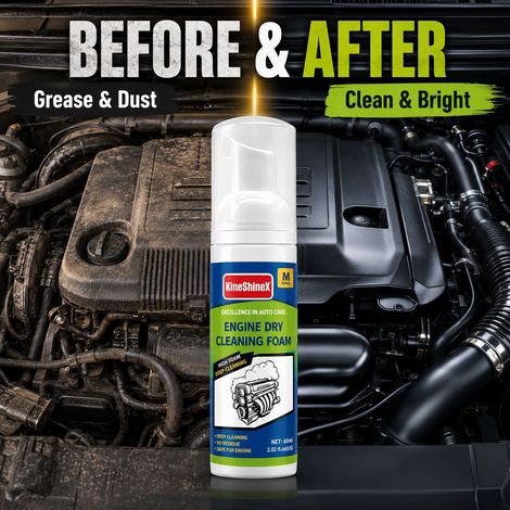 KineShineX Engine Dry Cleaning Foam, High Foaming, Waterless, Removes Oil and Stains, Cleans Car Engine Compartment Dust (1/4)