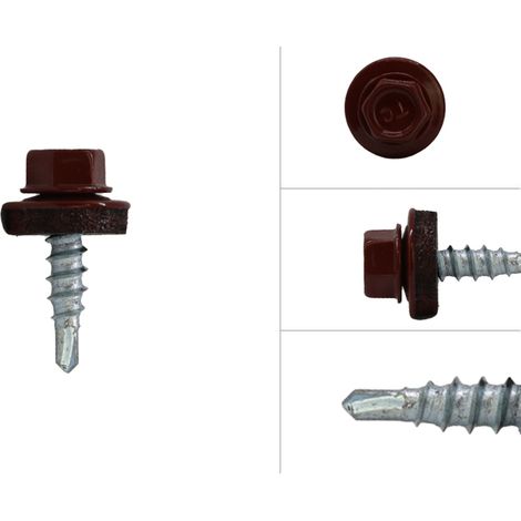 Vis rouges galvanisées pour tôles de toiture 4.8 x 20 mm - Boîtes