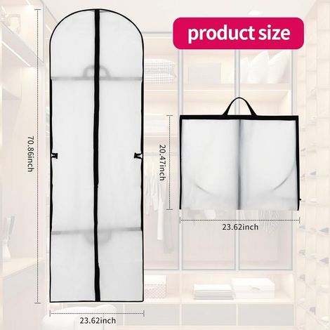 Housse Robe de Mariée 4 pièces Blanc Housse Vetement Longue avce Zip 60x180cm Housses à Vêtements,pour Manteau,Robes,Robe de soirée,Robe de mariée,Costume (1/5)