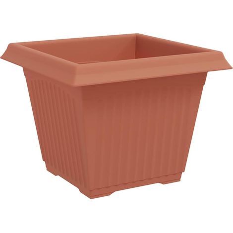 Set di 24 vasi da fiori quadrati moderni 43 x 43 x 33,5 cm per uso interno ed esterno in plastica rosso mattone 020059370