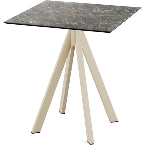 Infinity table de bistrot avec piètement sable + plateau HPL Galaxy Marble 70x70 cm - Feros (1/3)