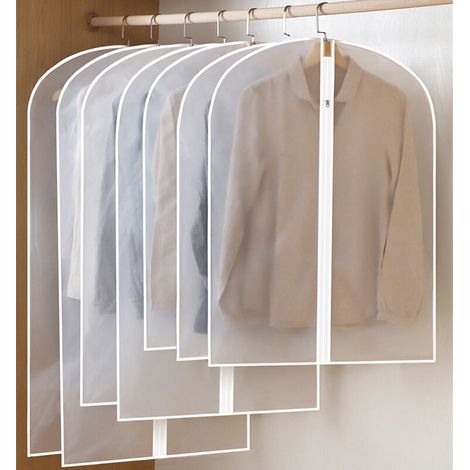 RHG 10-pack Housse vetements à suspendre Housses de Vêtement Anti Poussière Etanche Mite Humidité Housse Vetement Semi Transparente pour Chemise Costumes(6090cm)
