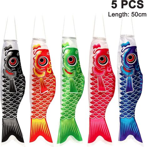 Ensemble de 5 pièces : drapeau carpe, manche à air, carpe colorée, cadeaux artistiques, serpentin de poisson, décorations pour la maison et les fêtes (1/5)