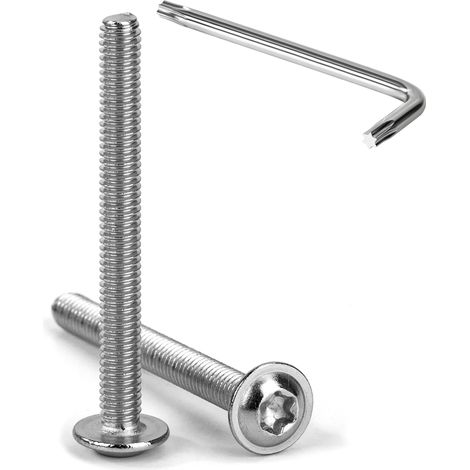 20 Pièces Vis à Tête Bombée Torx avec Bride M4 x 40 mm Vis à Six Pans Creux en Acier Inoxydable A2 V2A Boulons à Tête Hexagonale avec Clé T20 Filetage Complet (1/5)