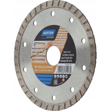 Lame diamantée NORTON BRICKS 125 mm x 22 mm (1/5)