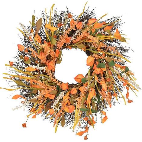 Couronne de porte d'entrée ornée de breloques en blé, décorations de jardin, statues et figurines (1/4)