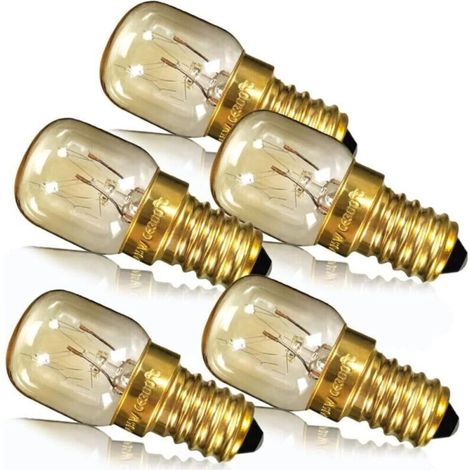Pack of 5 Oven Bulbs 15W Small Edison Screw E14 Brass Base Salt Lamp Pygmy Lamp (1/4)