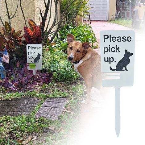 Panneau « Ramassage des déjections animales » – Panneau de rappel – Panneau d’avertissement pour la pelouse – Panneau « Protégez votre pelouse » – Bâtons en bois – Panneau pour chien-AquaForge