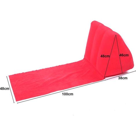 Tapis de plage triangulaire gonflable en PVC floqué, bleu foncé, idéal pour le camping et la plage. (1/5)