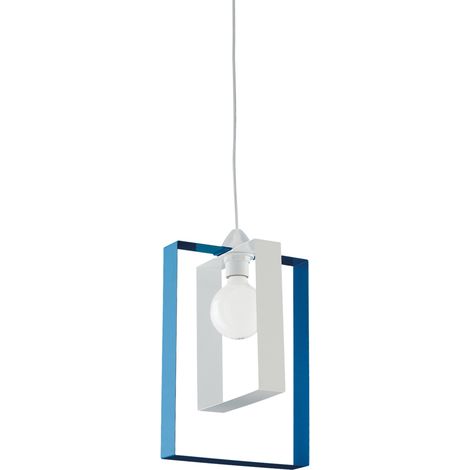 Sospensione Moderna Duplo 1 Luce Ferro Laccato Bianco E Azzurro (1/3)