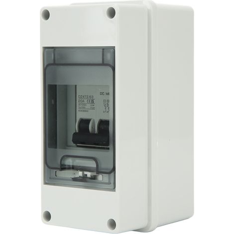 Disjoncteur miniature CC 2P pour système photovoltaïque avec boîtier étanche IP65, sectionneur solaire photovoltaïque CC 1000 V 20 A (1/5)